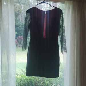 Black lace & burgundy dress!
